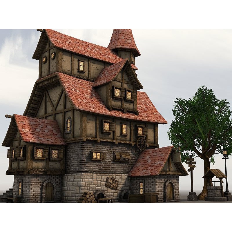 Adventure Village 3D Model – Low Poly Fantasy Town Asset for Unity