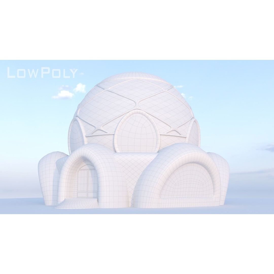 Cosmic Sphere House 3D Model – Low Poly Game Asset, FBX, PBR - View 10