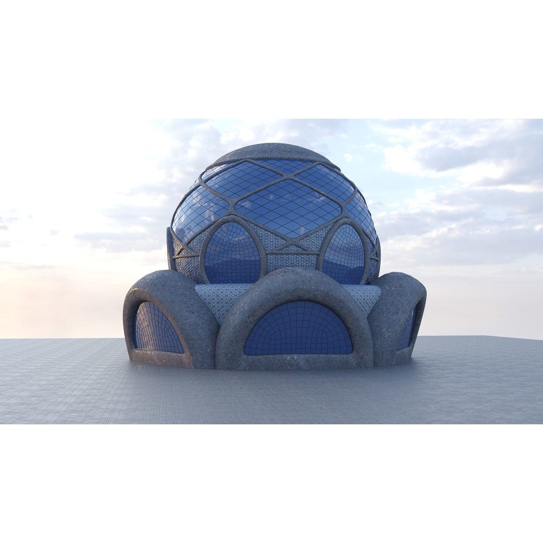 Cosmic Sphere House 3D Model – Low Poly Game Asset, FBX, PBR - View 12