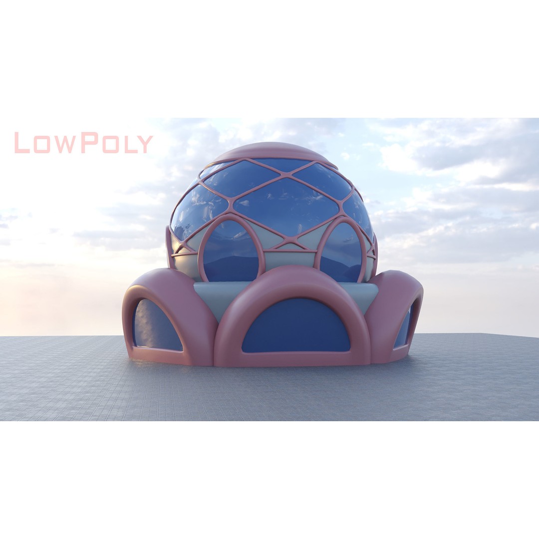 Cosmic Sphere House 3D Model – Low Poly Game Asset, FBX, PBR - View 13
