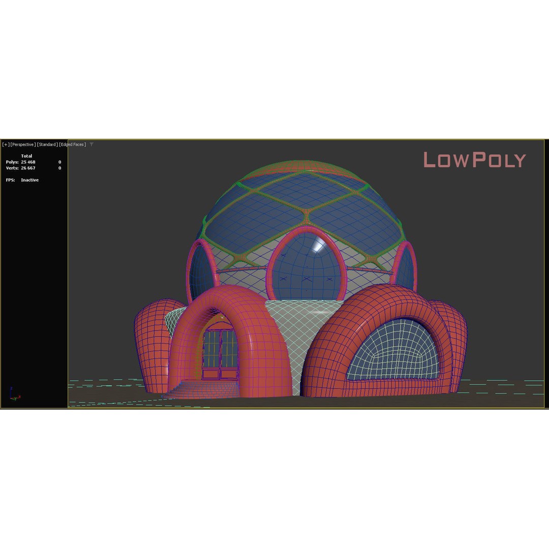 Cosmic Sphere House 3D Model – Low Poly Game Asset, FBX, PBR - View 18