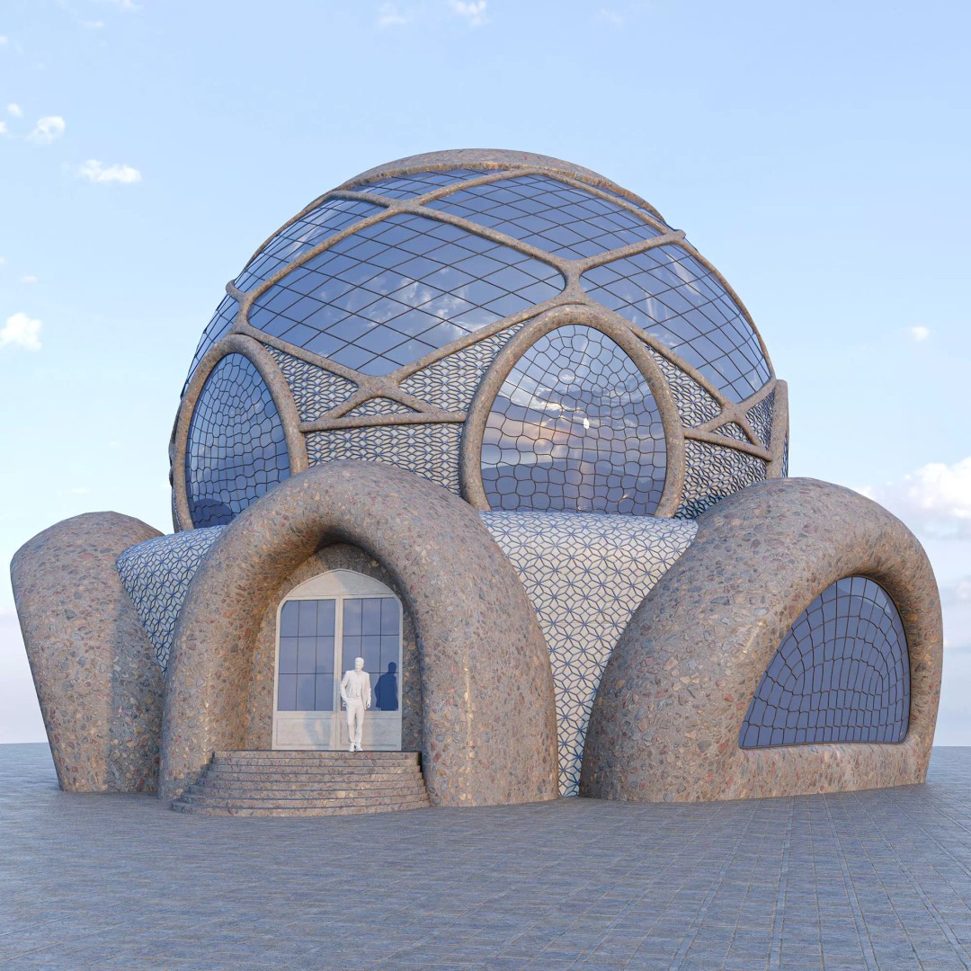 Cosmic Sphere House 3D Model – Low Poly Game Asset, FBX, PBR - View 2