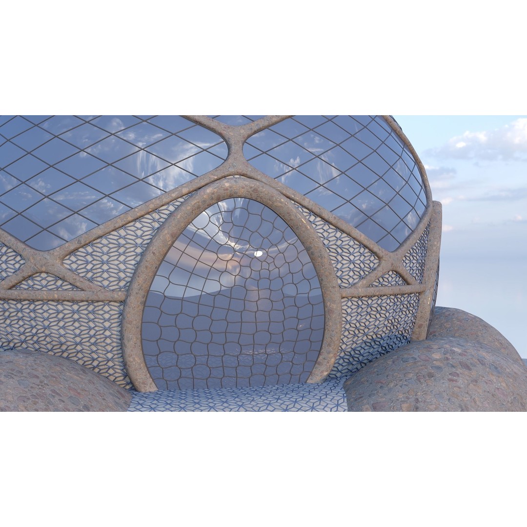 Cosmic Sphere House 3D Model – Low Poly Game Asset, FBX, PBR - View 4