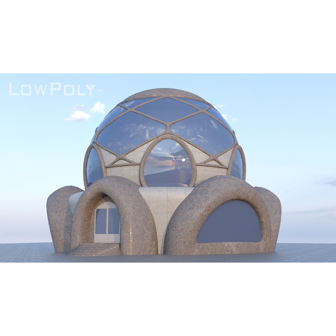 Cosmic Sphere House 3D Model – Low Poly Game Asset, FBX, PBR - View 6