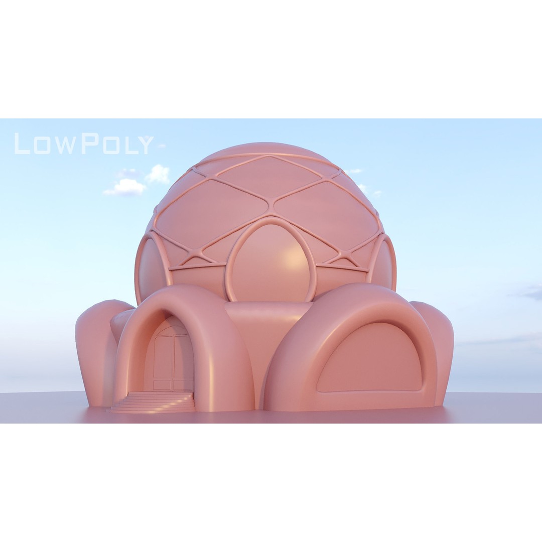 Cosmic Sphere House 3D Model – Low Poly Game Asset, FBX, PBR - View 8