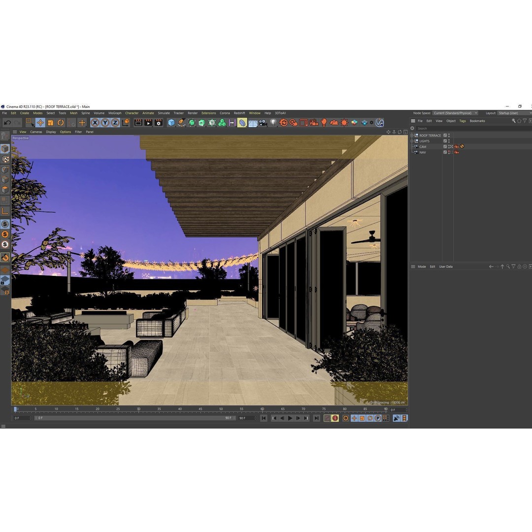 Roof Terrace 3D Model – Exterior CG Scene for Cinema4D - View 5