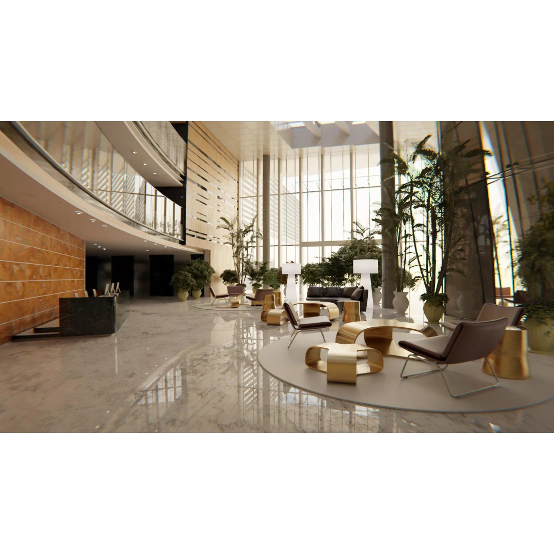 Luxury Hotel Lobby 3D Model – Modern Design, PBR Textures, FBX - View 2