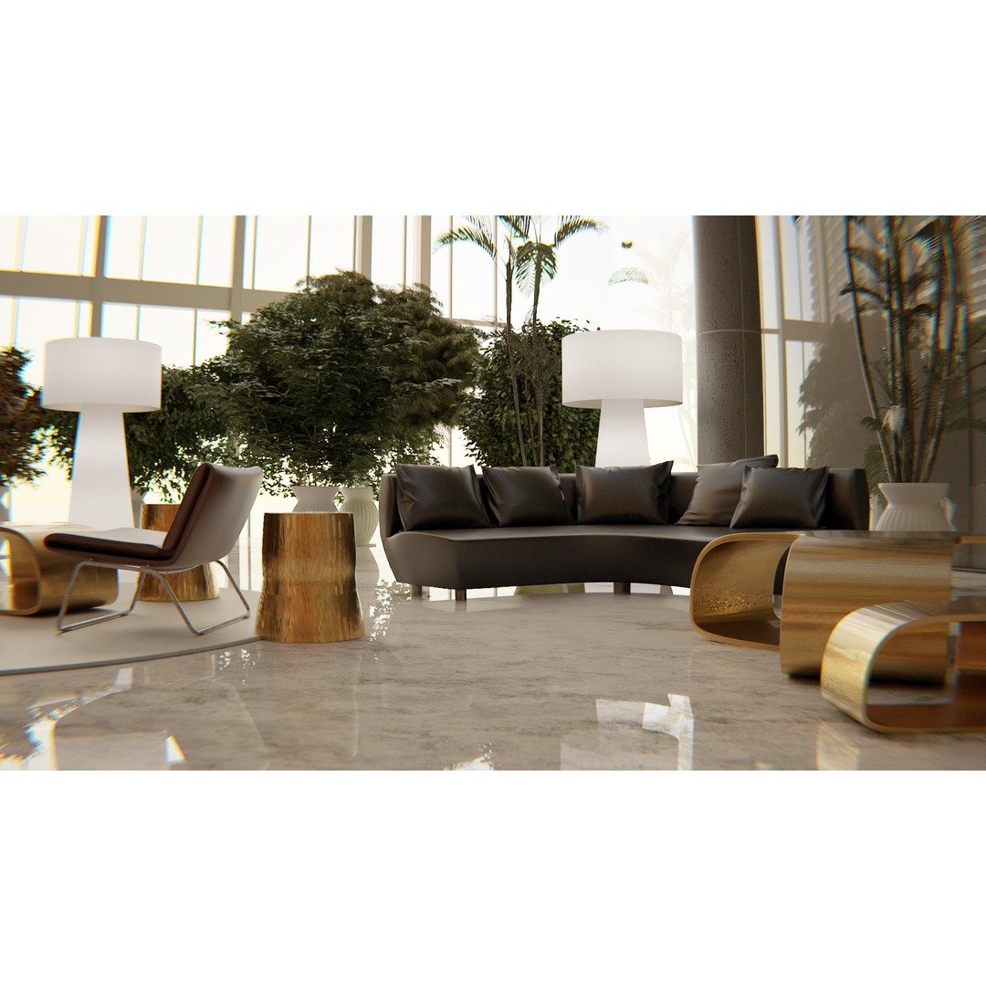 Luxury Hotel Lobby 3D Model – Modern Design, PBR Textures, FBX - View 4