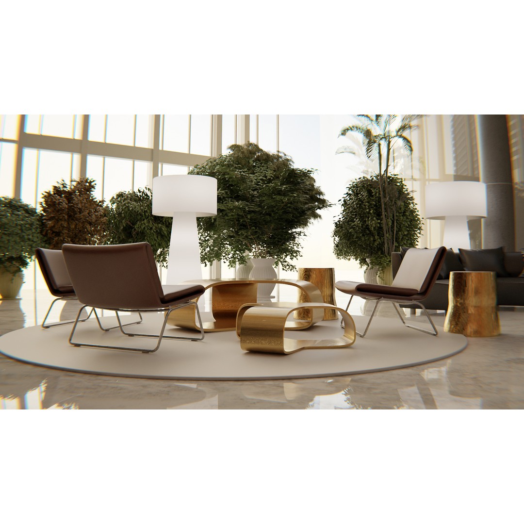 Luxury Hotel Lobby 3D Model – Modern Design, PBR Textures, FBX - View 5