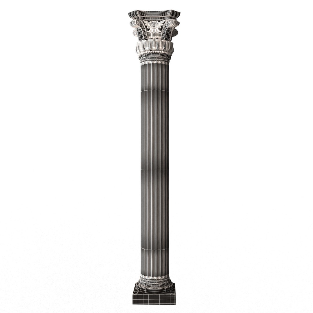 Corinthian Column Capital 3D Model – Low Poly Architectural Decoration, FBX, OBJ - View 10