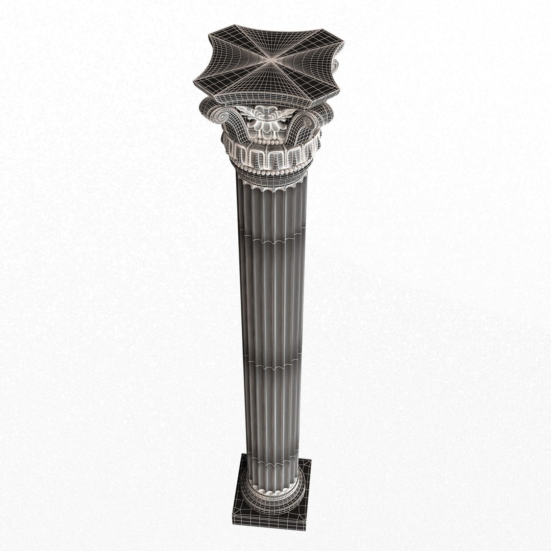 Corinthian Column Capital 3D Model – Low Poly Architectural Decoration, FBX, OBJ - View 11