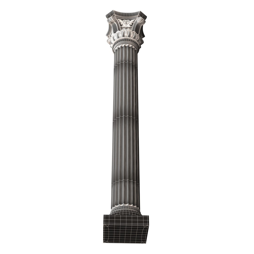 Corinthian Column Capital 3D Model – Low Poly Architectural Decoration, FBX, OBJ - View 12