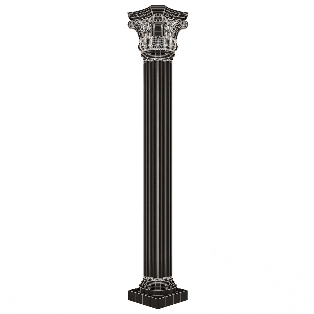 Corinthian Column Capital 3D Model – Low Poly Architectural Decoration, FBX, OBJ - View 14