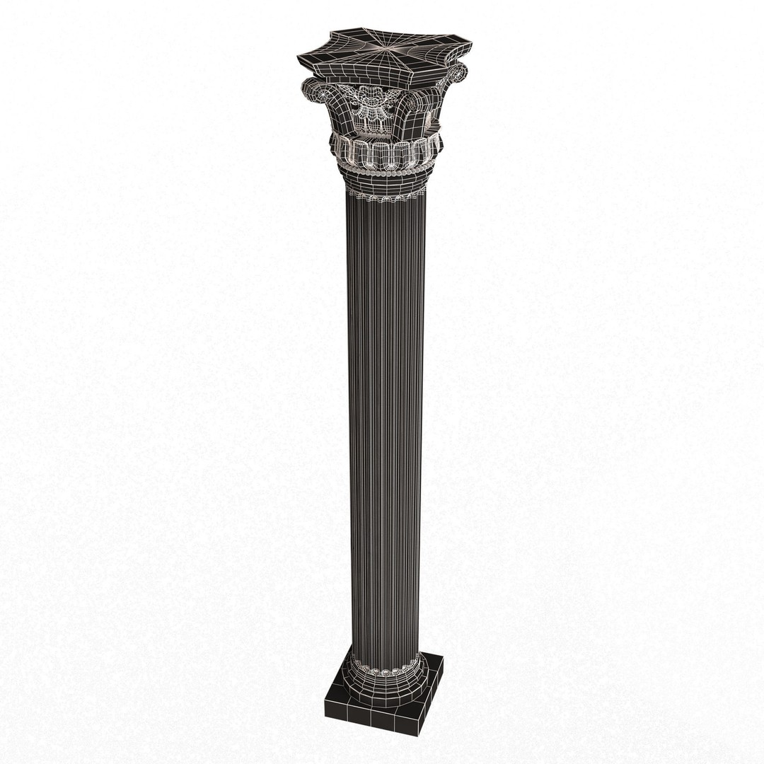 Corinthian Column Capital 3D Model – Low Poly Architectural Decoration, FBX, OBJ - View 15