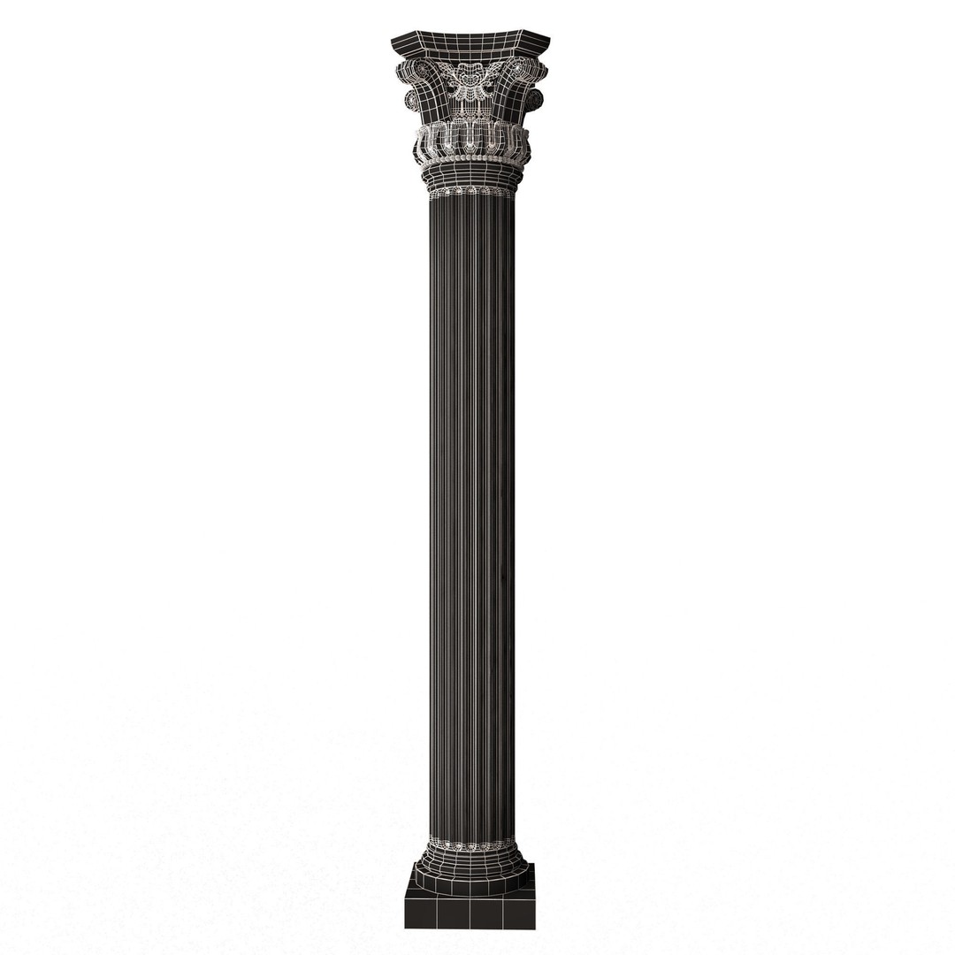 Corinthian Column Capital 3D Model – Low Poly Architectural Decoration, FBX, OBJ - View 16