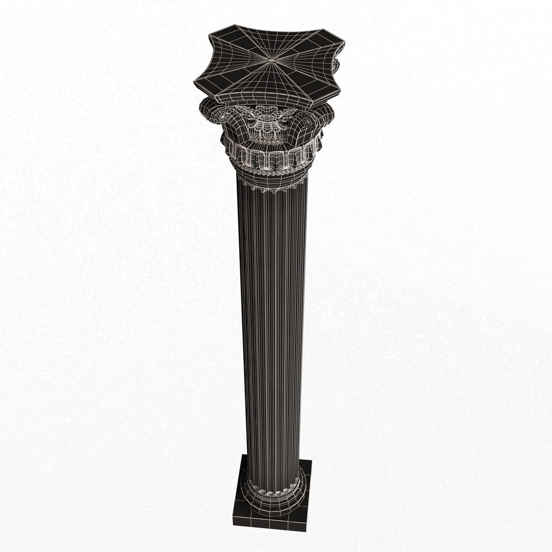 Corinthian Column Capital 3D Model – Low Poly Architectural Decoration, FBX, OBJ - View 17
