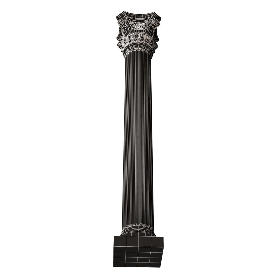 Corinthian Column Capital 3D Model – Low Poly Architectural Decoration, FBX, OBJ - View 18