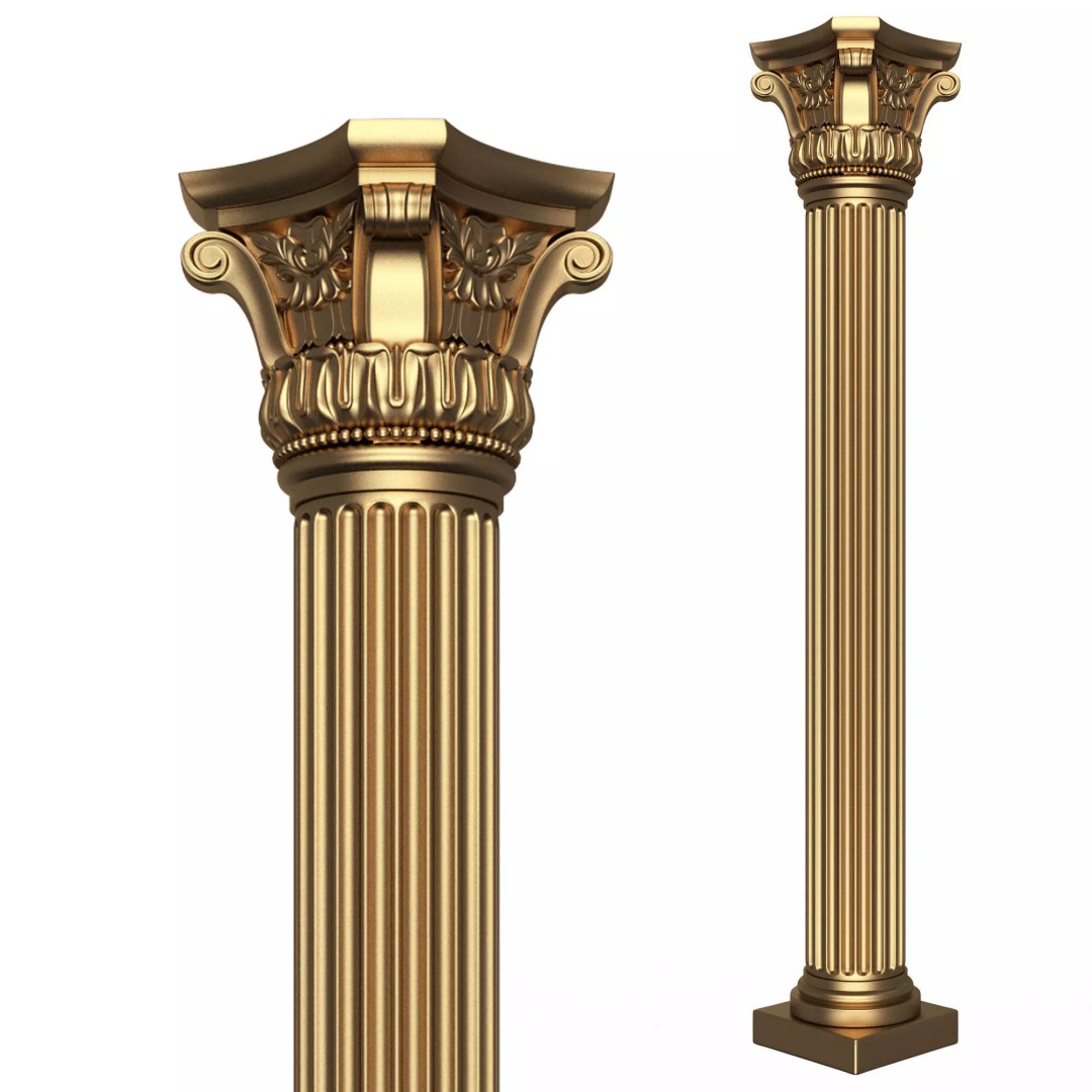 Corinthian Column Capital 3D Model – Low Poly Architectural Decoration, FBX, OBJ - View 2