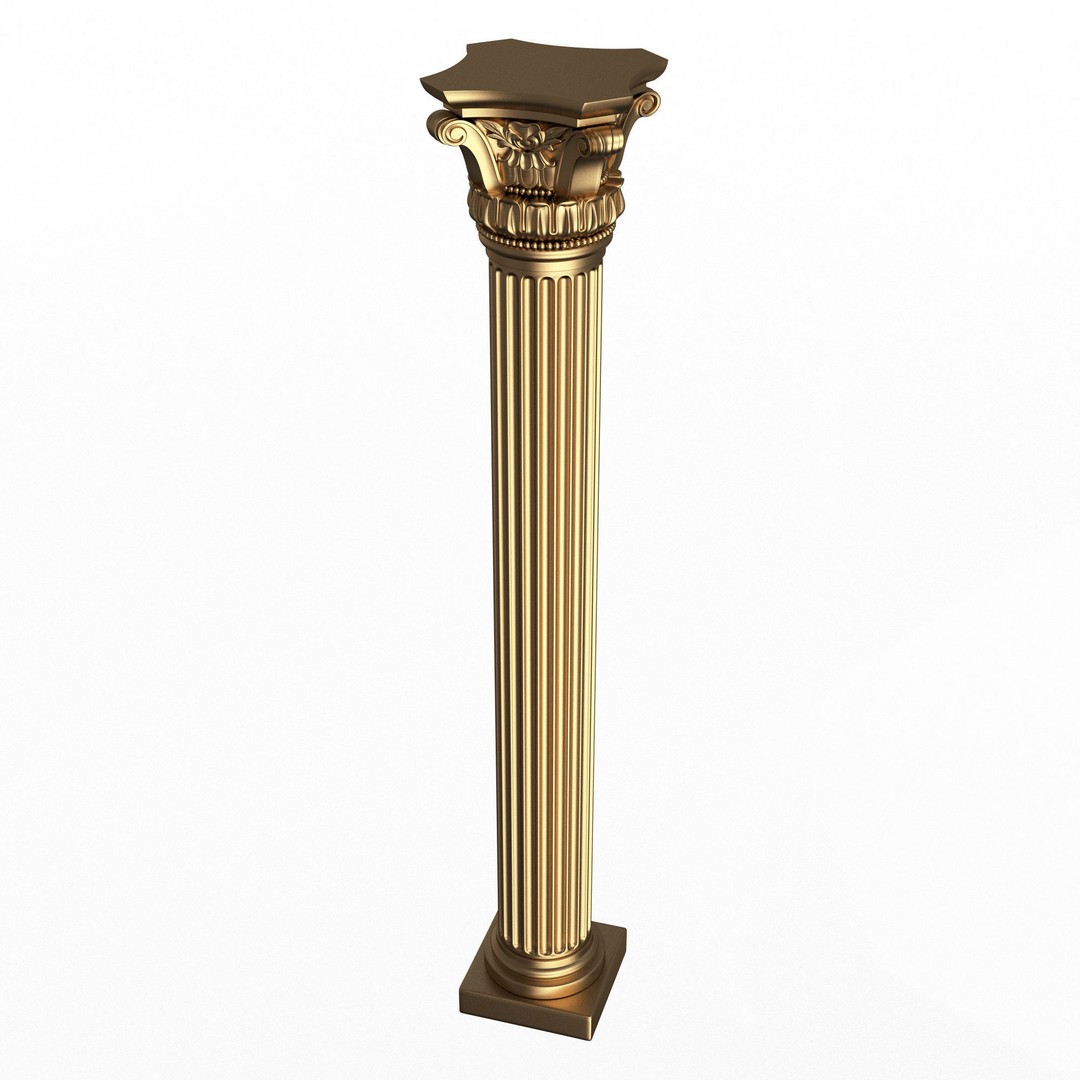 Corinthian Column Capital 3D Model – Low Poly Architectural Decoration, FBX, OBJ - View 3