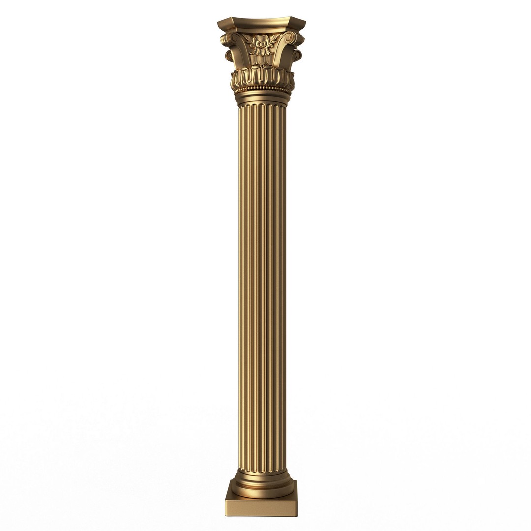 Corinthian Column Capital 3D Model – Low Poly Architectural Decoration, FBX, OBJ - View 4