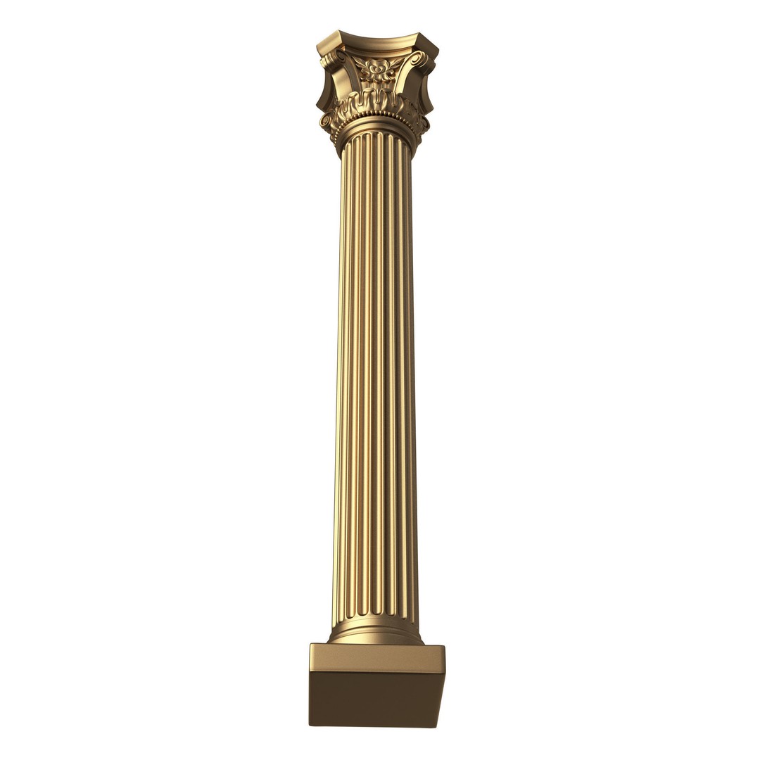 Corinthian Column Capital 3D Model – Low Poly Architectural Decoration, FBX, OBJ - View 6