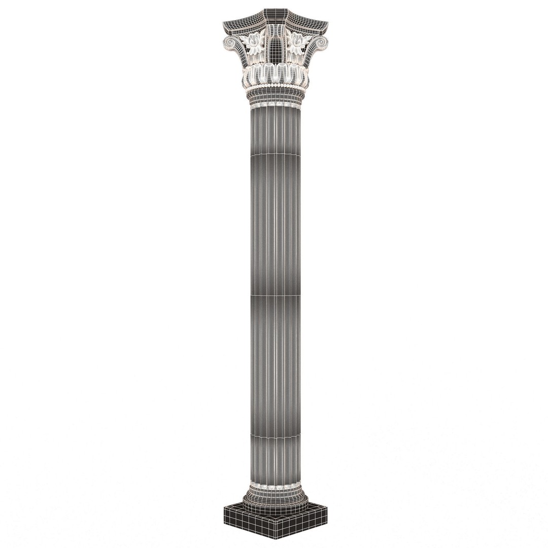 Corinthian Column Capital 3D Model – Low Poly Architectural Decoration, FBX, OBJ - View 8
