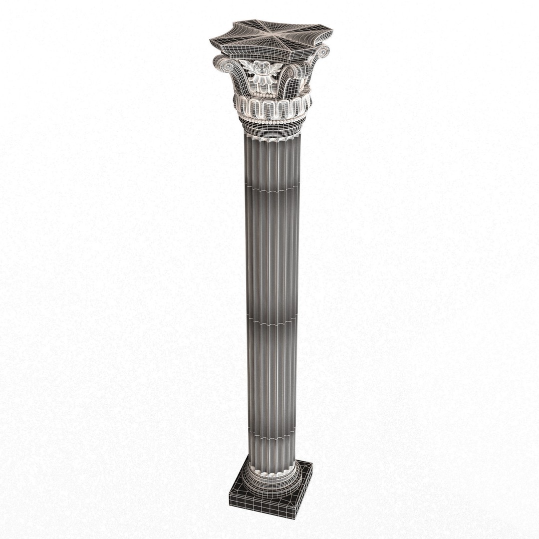 Corinthian Column Capital 3D Model – Low Poly Architectural Decoration, FBX, OBJ - View 9