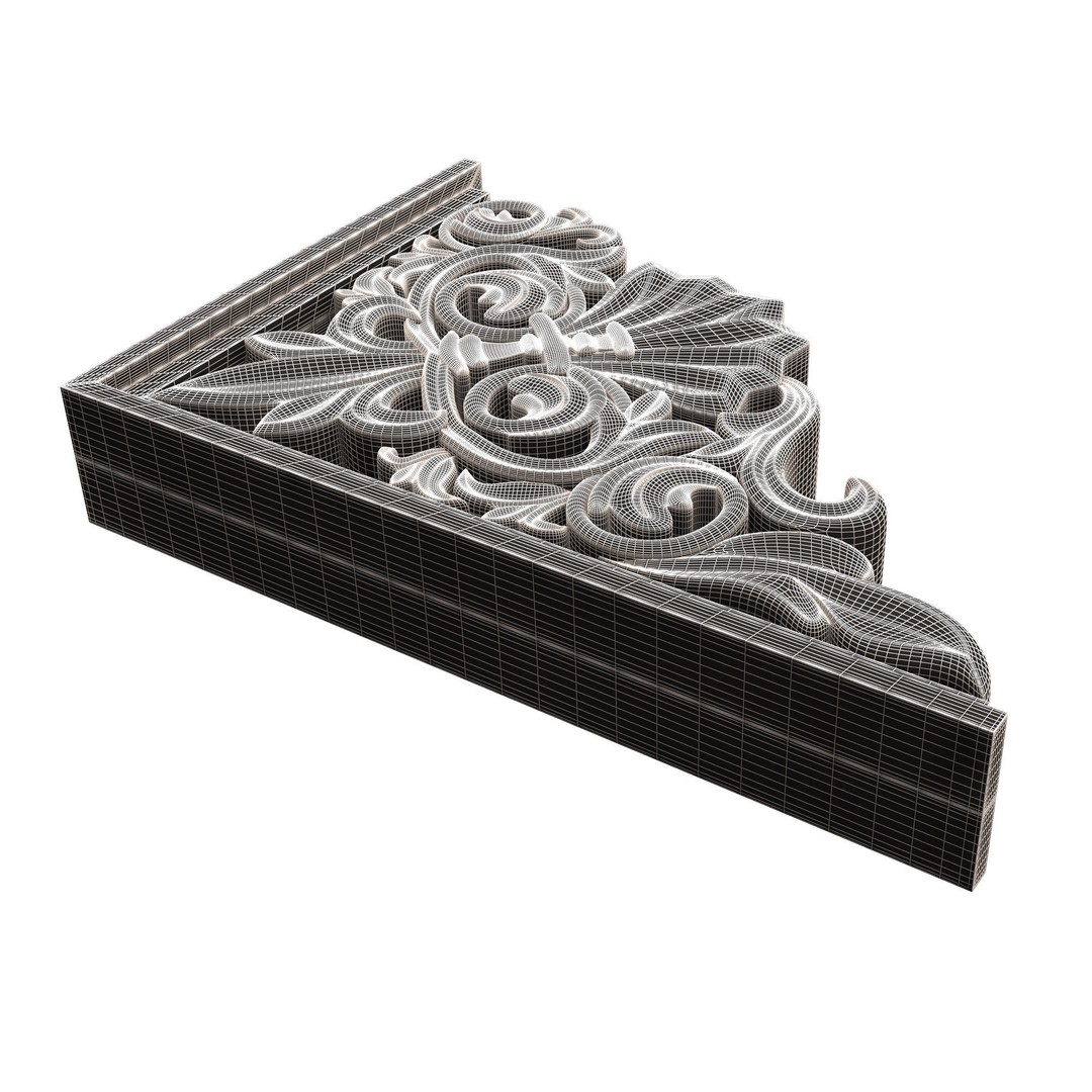 Bracket Carved Plaster Molding 3D Model – Low Poly Architectural Decoration, FBX, OBJ - View 13