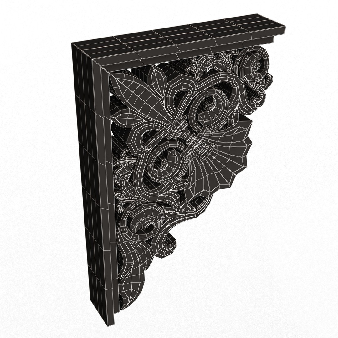 Bracket Carved Plaster Molding 3D Model – Low Poly Architectural Decoration, FBX, OBJ - View 15