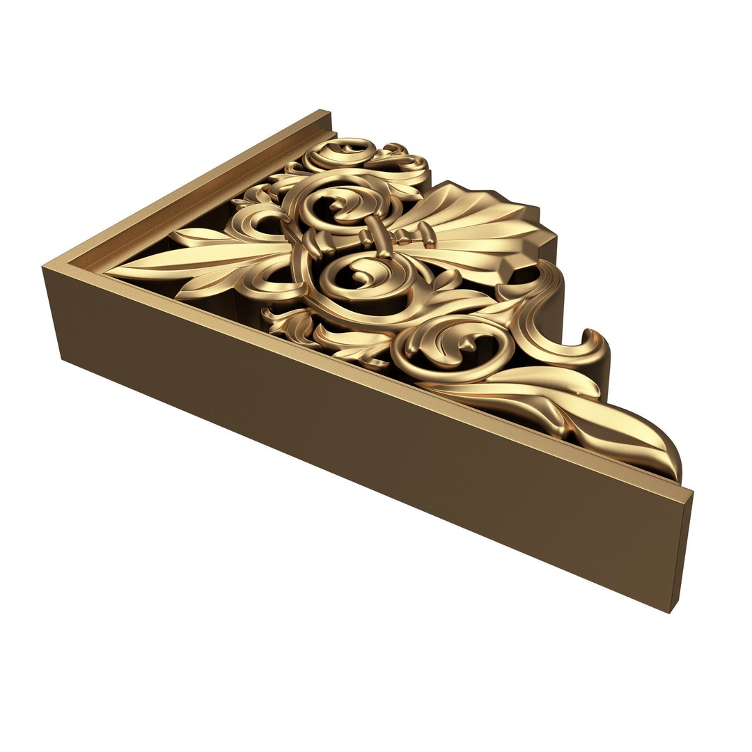 Bracket Carved Plaster Molding 3D Model – Low Poly Architectural Decoration, FBX, OBJ - View 7
