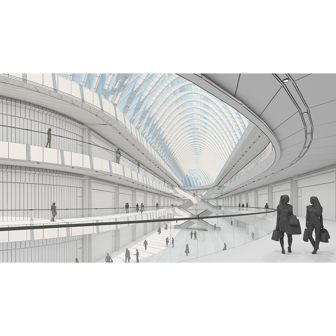 Shopping Centre 3D Model – Detailed Architectural Mall with PBR Textures - View 14