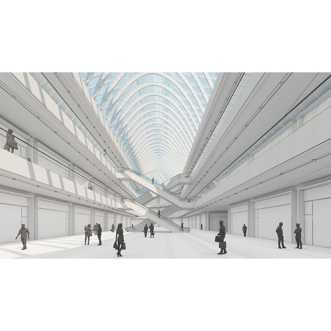 Shopping Centre 3D Model – Detailed Architectural Mall with PBR Textures - View 16