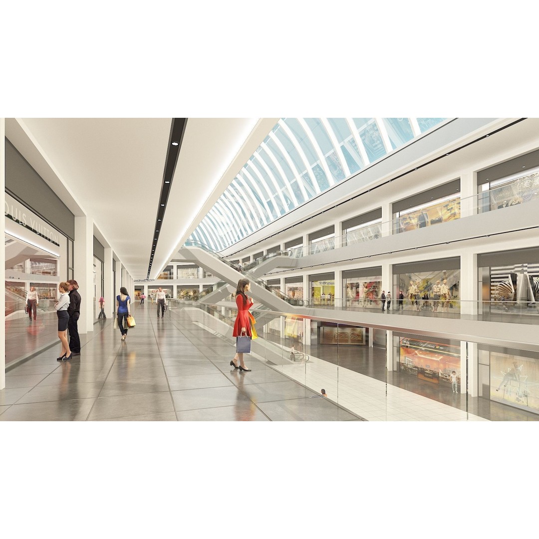 Shopping Centre 3D Model – Detailed Architectural Mall with PBR Textures - View 6