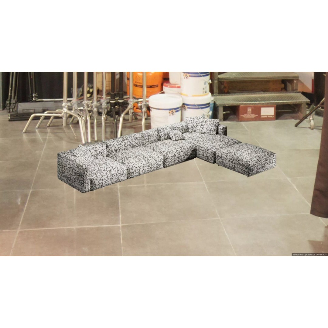 Couch 3D Model – Mid Poly Furniture with PBR Textures, FBX/OBJ - View 3