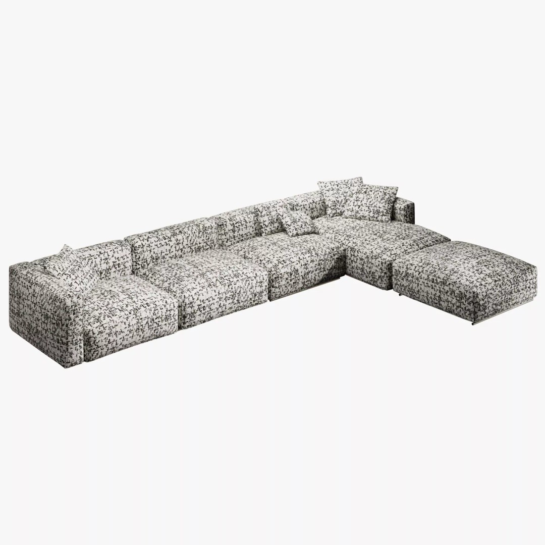 Couch 3D Model – Mid Poly Furniture with PBR Textures, FBX/OBJ - View 4
