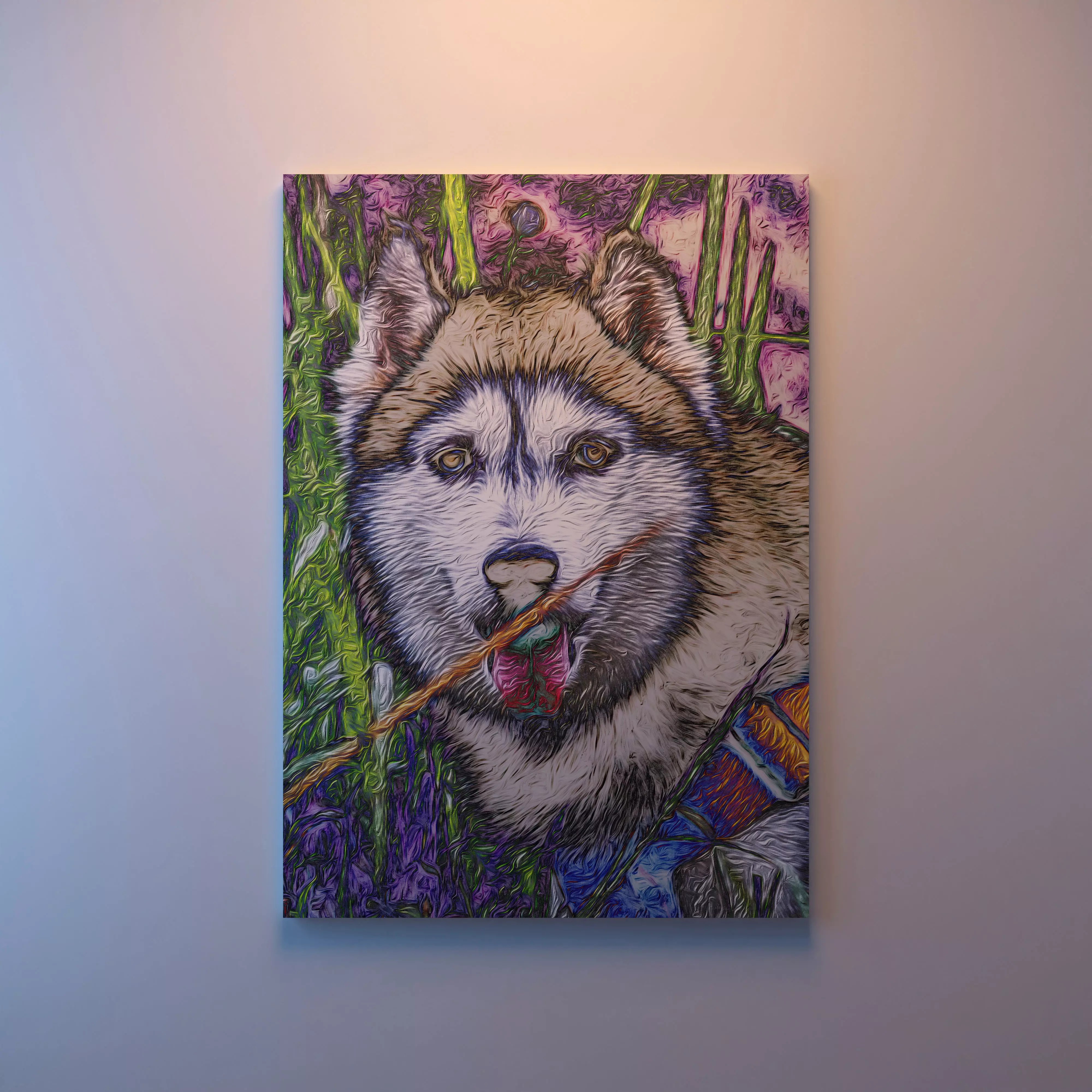 Stylized Husky Wall Art - High-Resolution Texture 3D Model - View 2