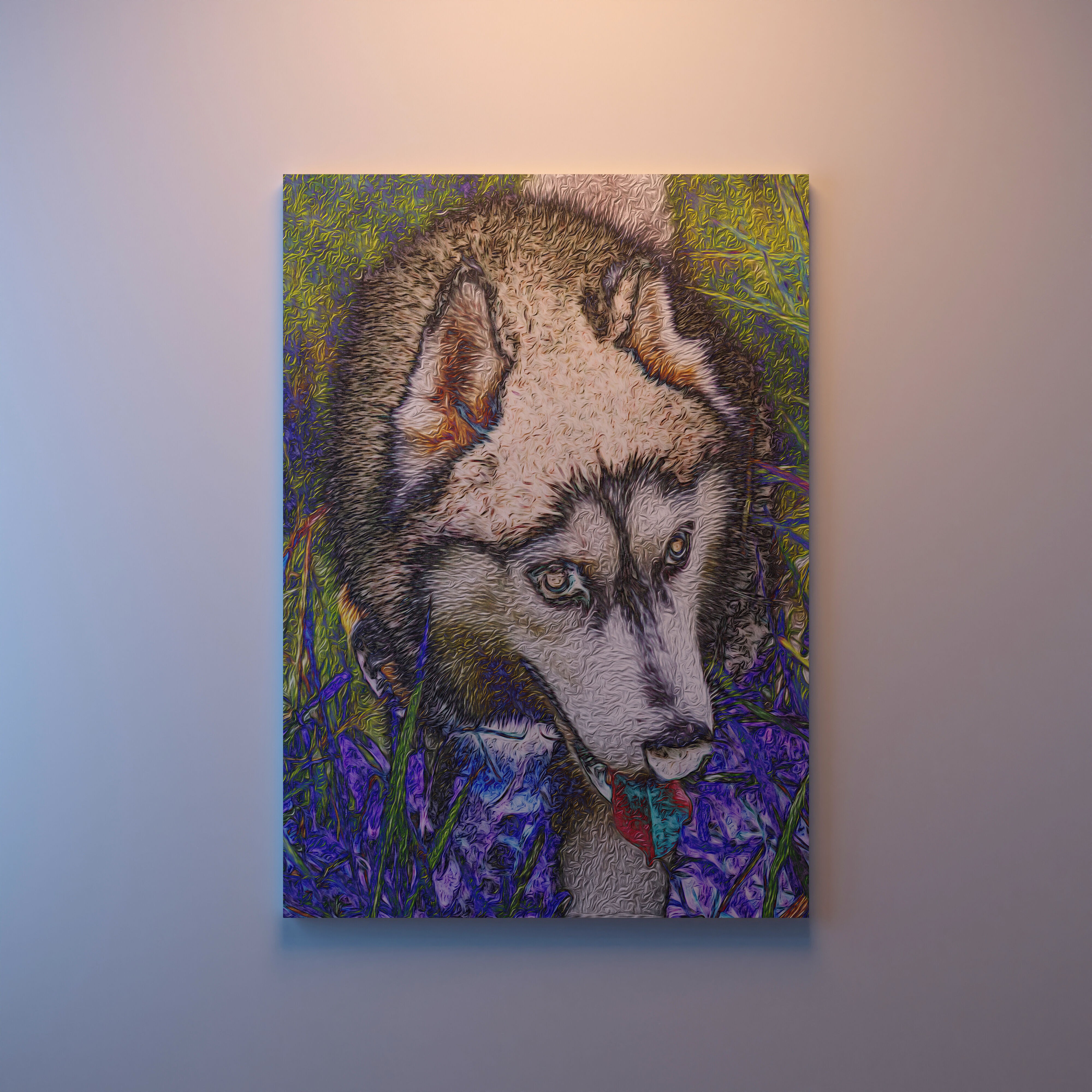 Stylized Husky Wall Art - High-Resolution Texture 3D Model - View 3