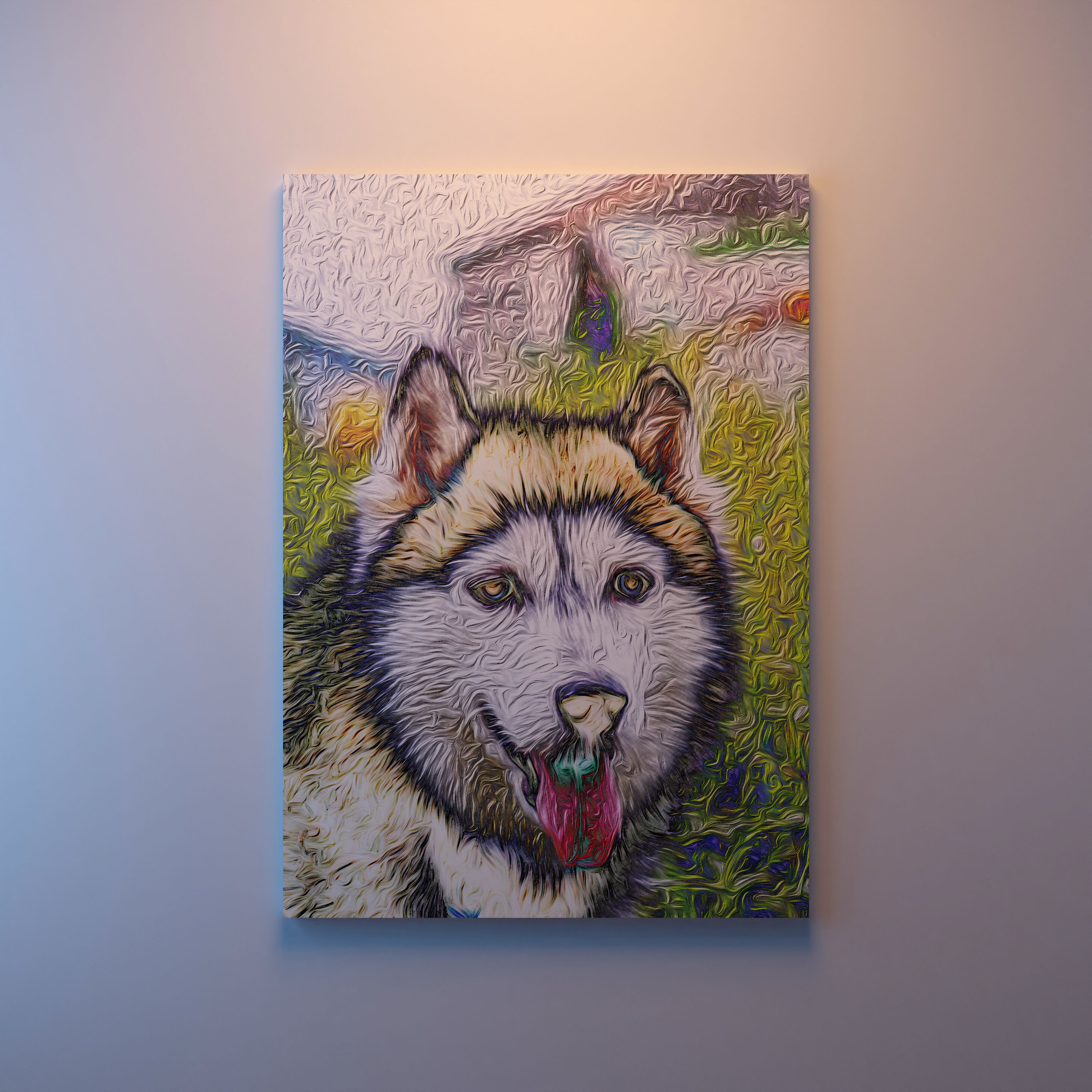 Stylized Husky Wall Art - High-Resolution Texture 3D Model - View 4