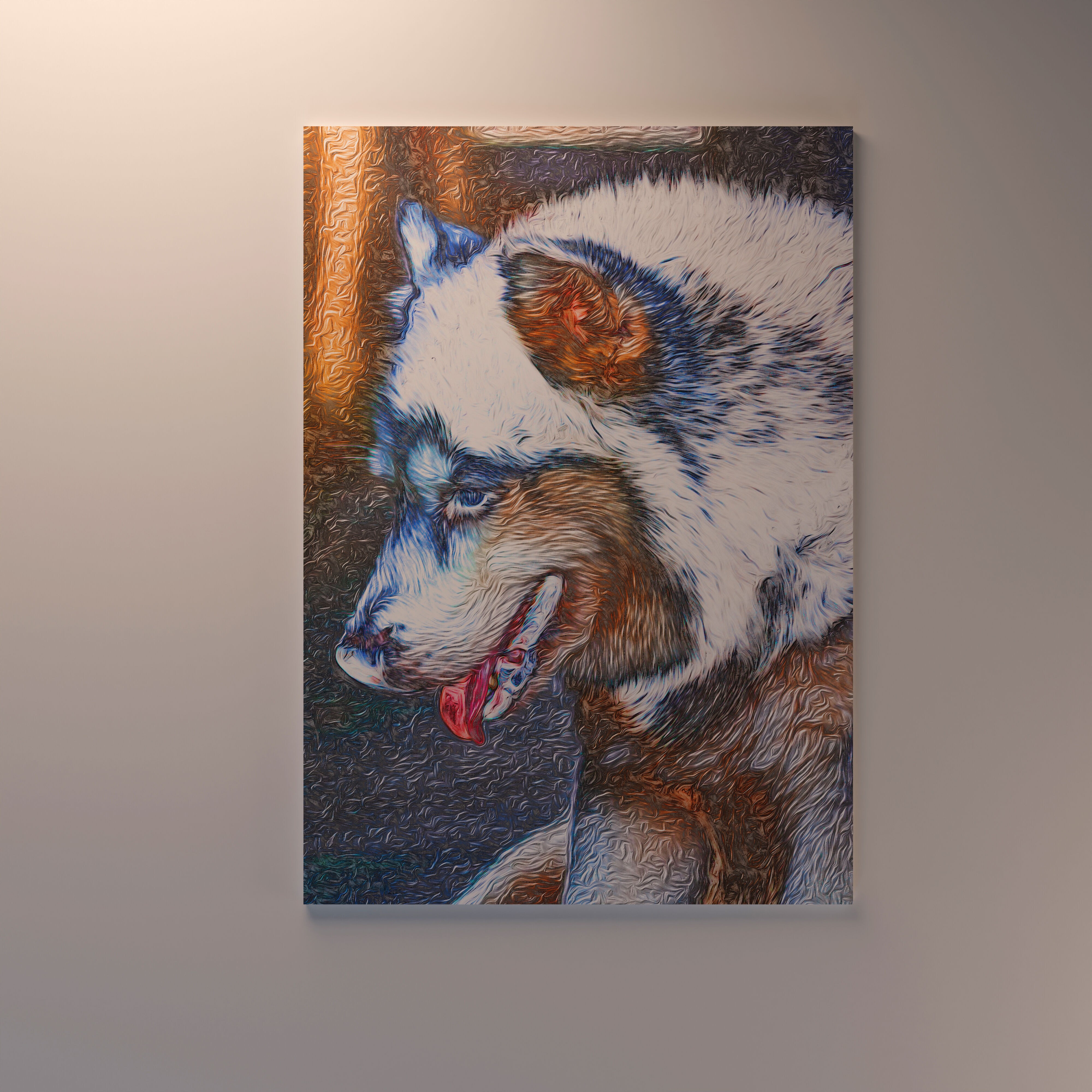Stylized Husky Wall Art - High-Resolution Texture 3D Model - View 6