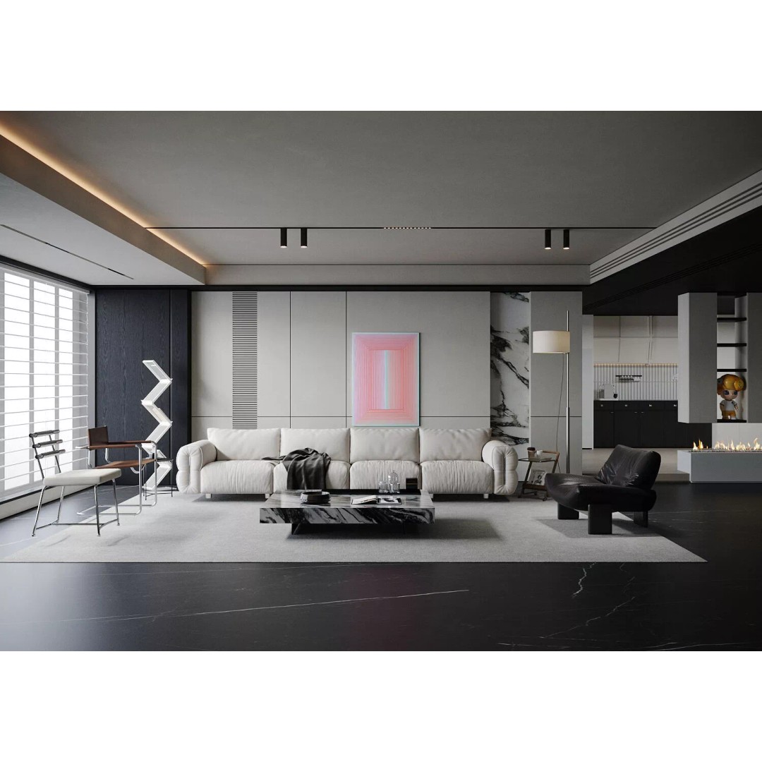 Italian Style Light Luxury Living Room 3D Model – PBR Textures, FBX, OBJ - View 2