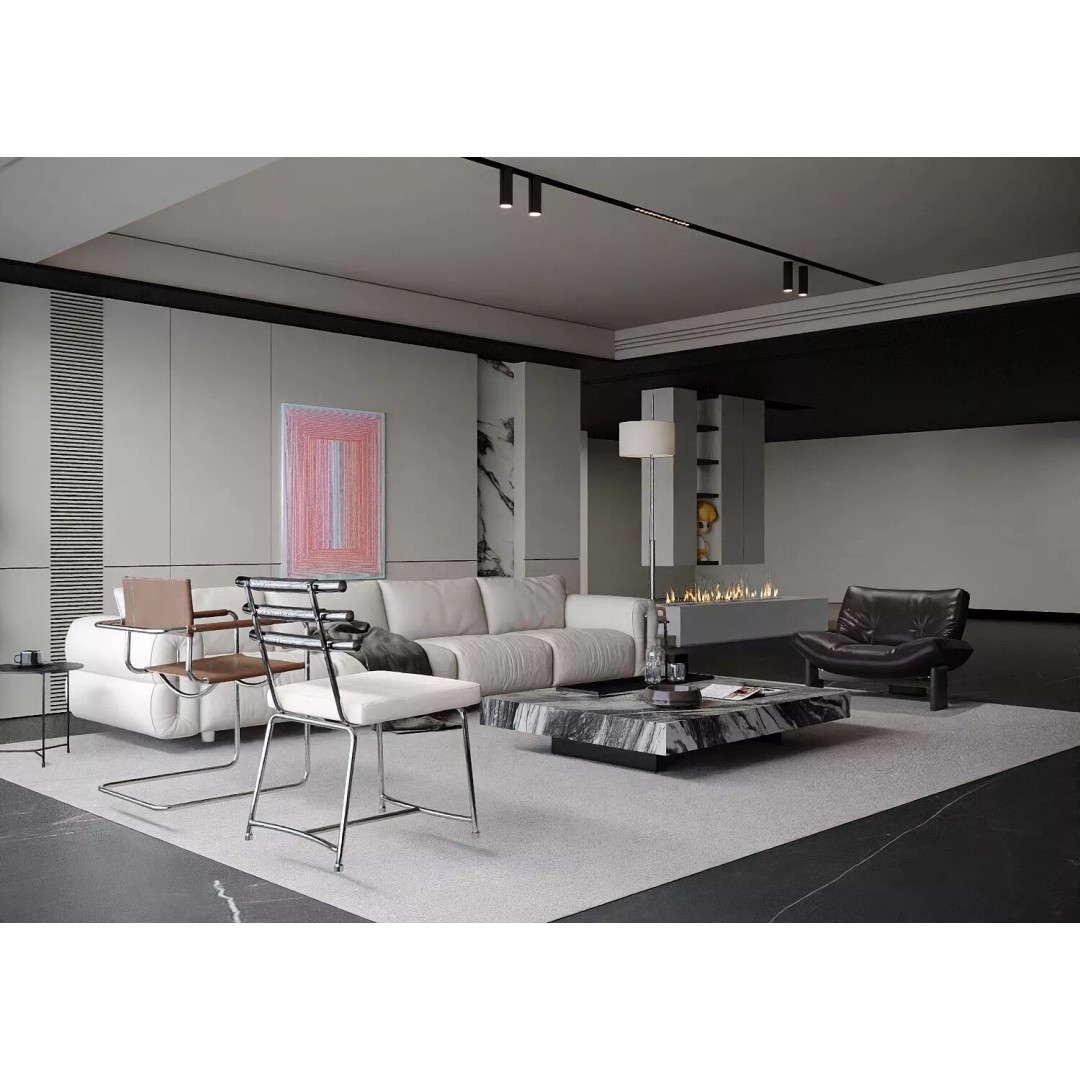Italian Style Light Luxury Living Room 3D Model – PBR Textures, FBX, OBJ - View 3
