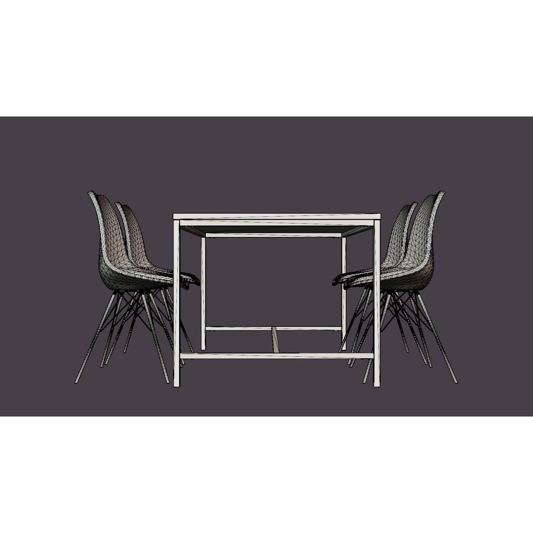 Wilmer Food Group 3D Model – Low Poly Dining Chair Set, FBX, OBJ