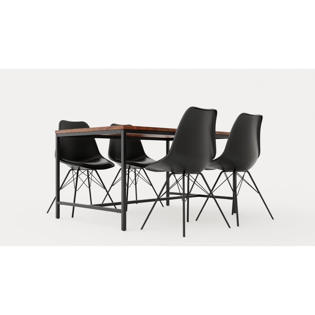 Wilmer Food Group 3D Model – Low Poly Dining Chair Set, FBX, OBJ - View 3