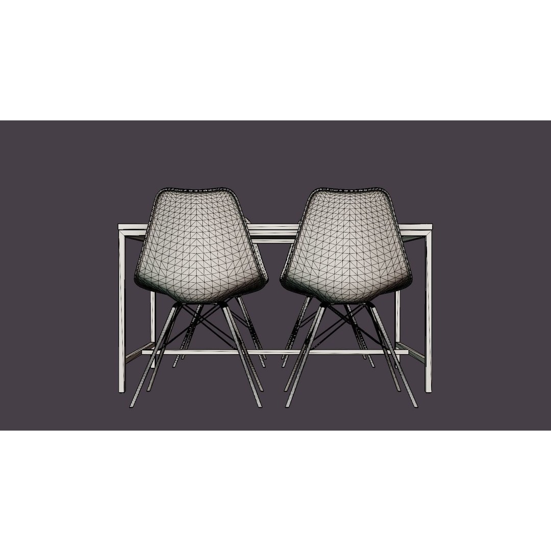 Wilmer Food Group 3D Model – Low Poly Dining Chair Set, FBX, OBJ - View 7