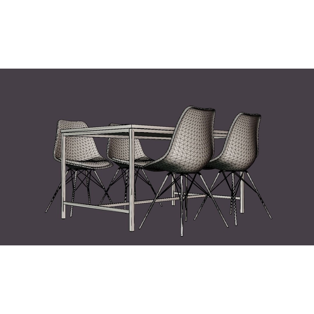 Wilmer Food Group 3D Model – Low Poly Dining Chair Set, FBX, OBJ - View 8