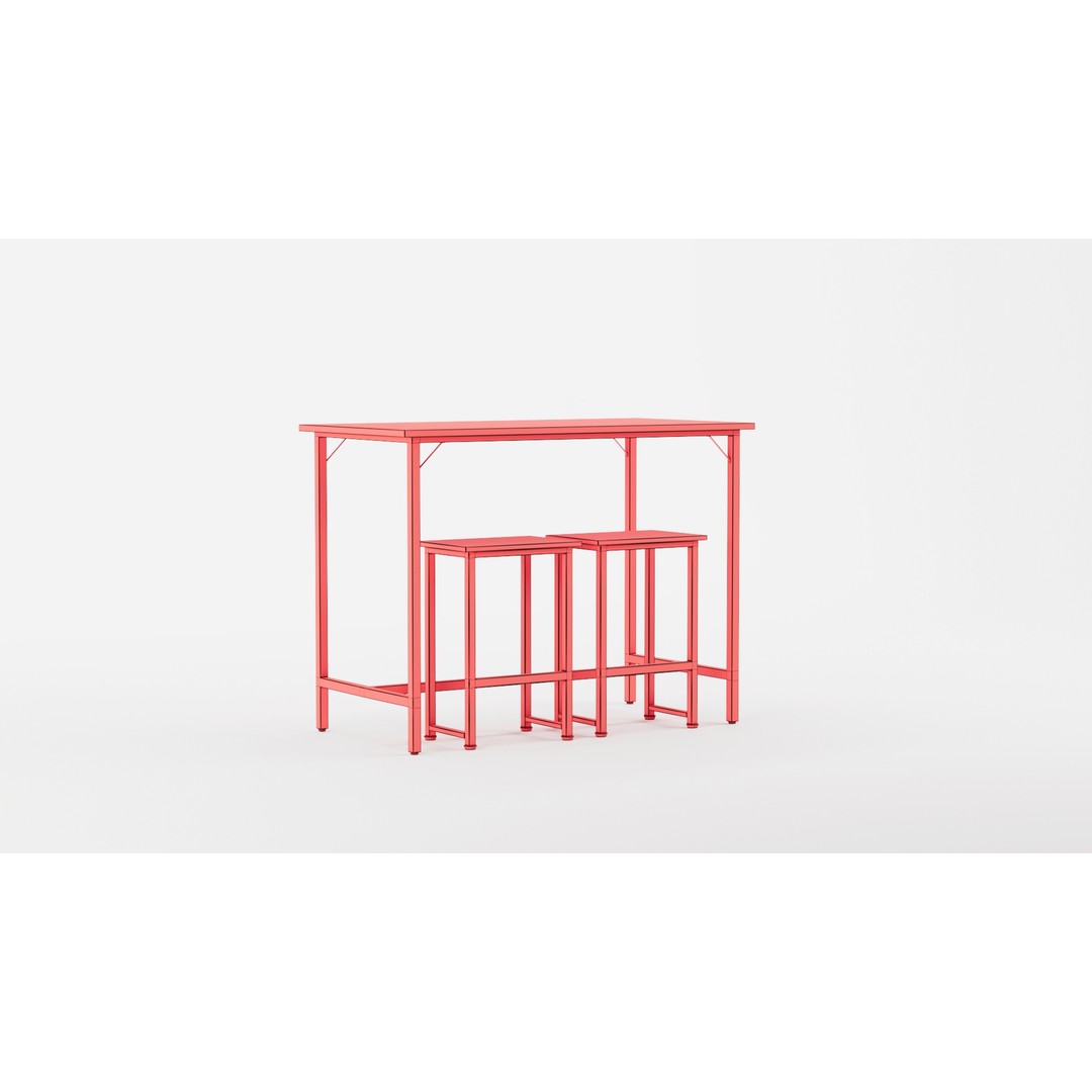 Baroda 2-Person Counter Height Dining Set 3D Model – PBR Textures, FBX, Blender