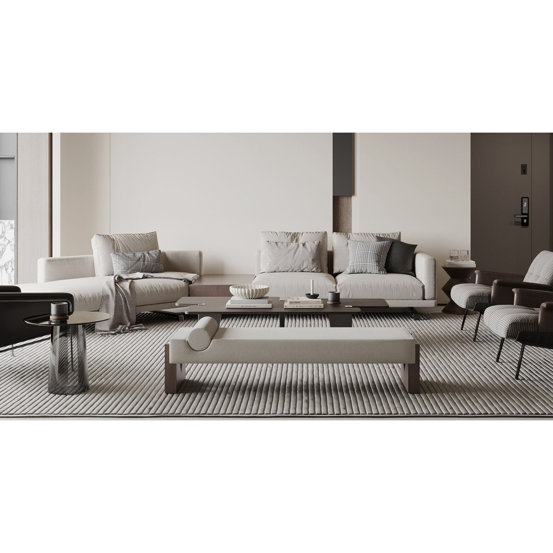 Modern Living Room 3D Model – Luxurious Interior Scene, FBX/OBJ - View 3