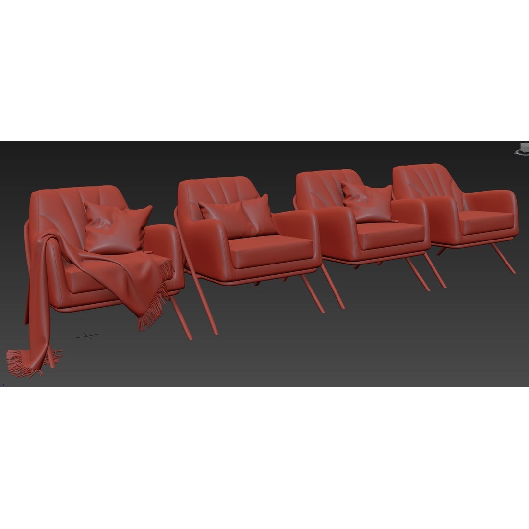 Bailey Accent Armchair 3D Model – Modern Scandinavian Design, FBX - View 11