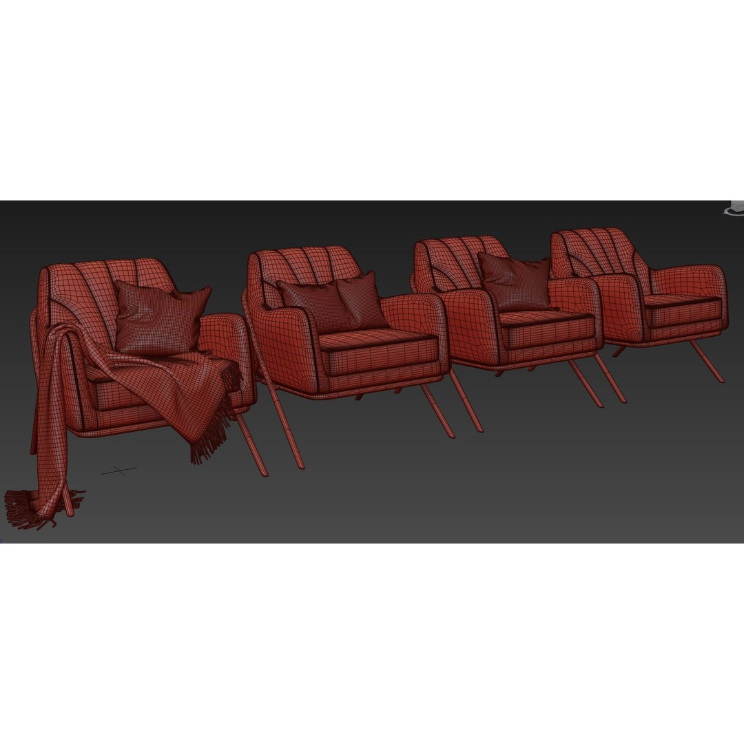 Bailey Accent Armchair 3D Model – Modern Scandinavian Design, FBX - View 12