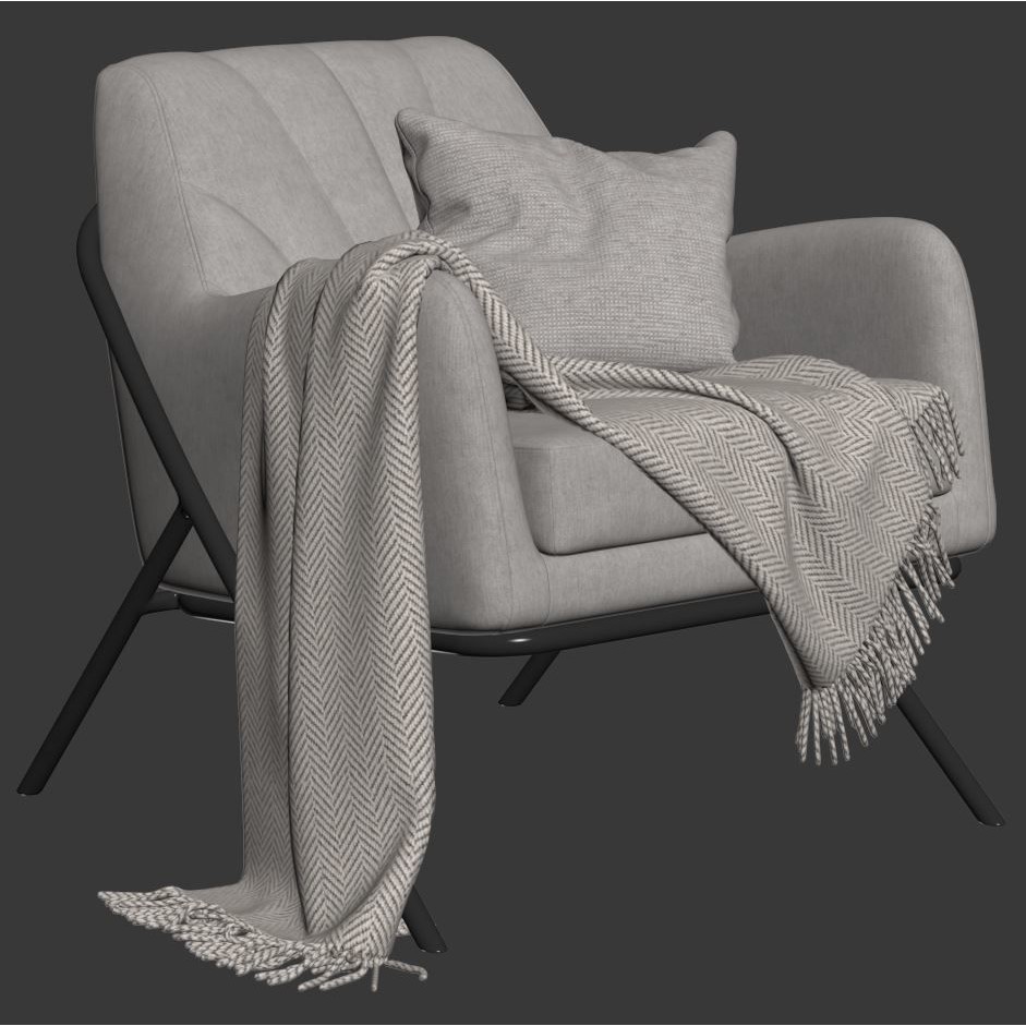 Bailey Accent Armchair 3D Model – Modern Scandinavian Design, FBX - View 13